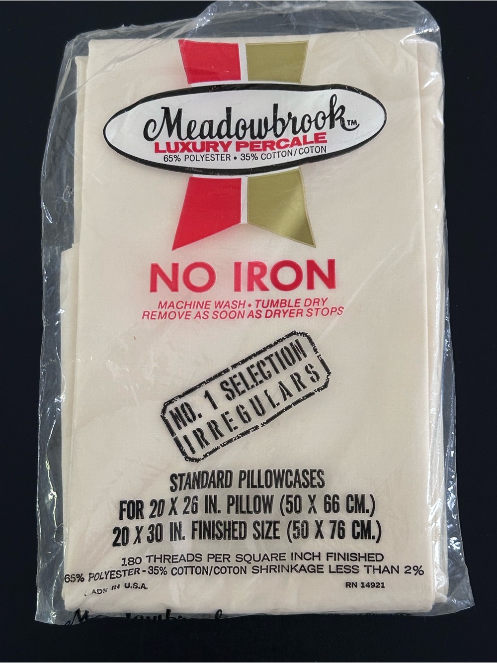 Vintage Meadowbrook Luxury Percale Pillowcases Standard Ivory Irregular New